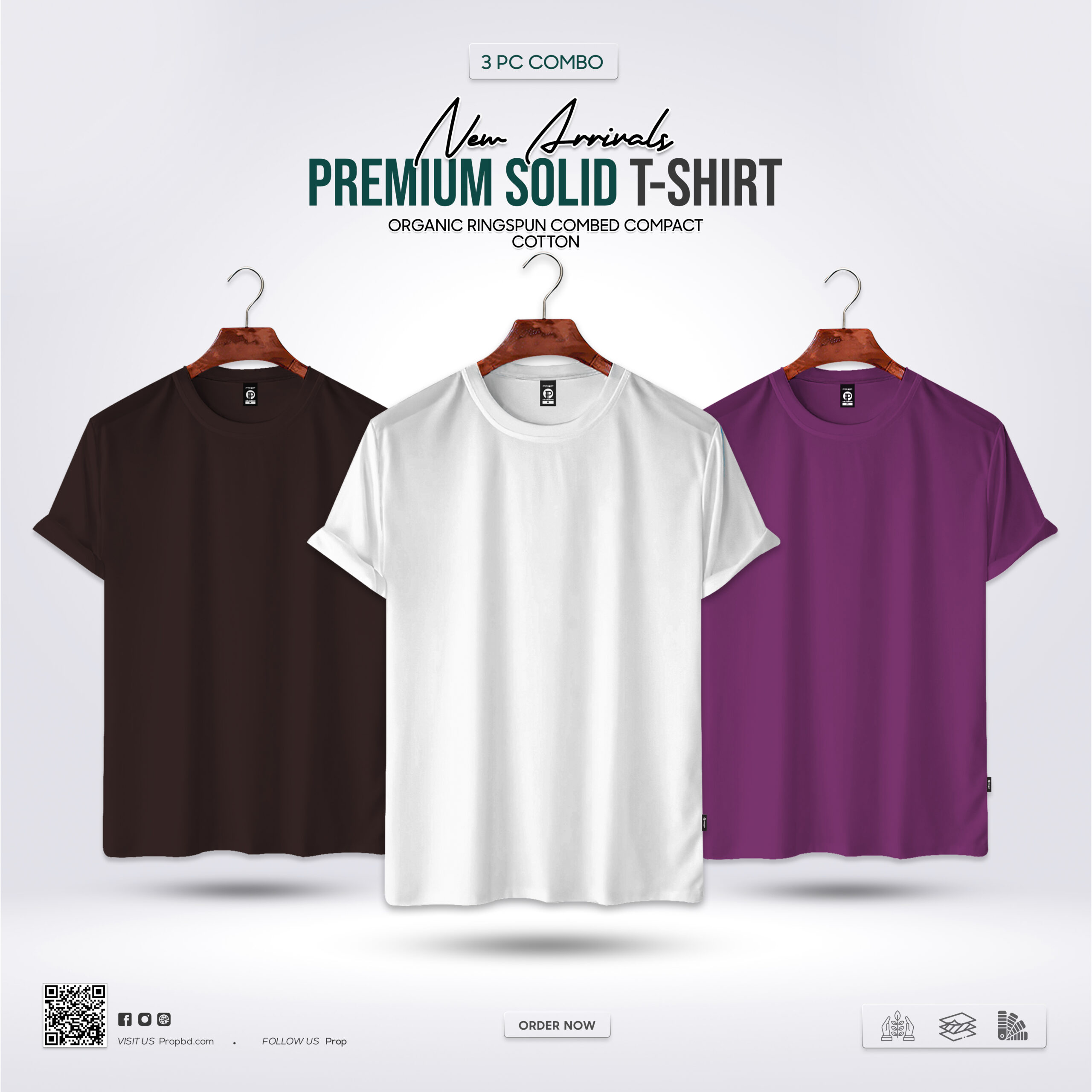 Mens Premium Blank T-shirt -Combo- Chocolate ,White, Purple – Prop ...
