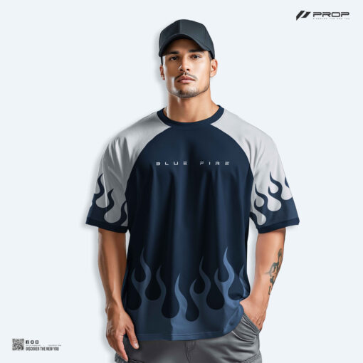 Mens Metro Drop Shoulder T-Shirt - Blue Fire